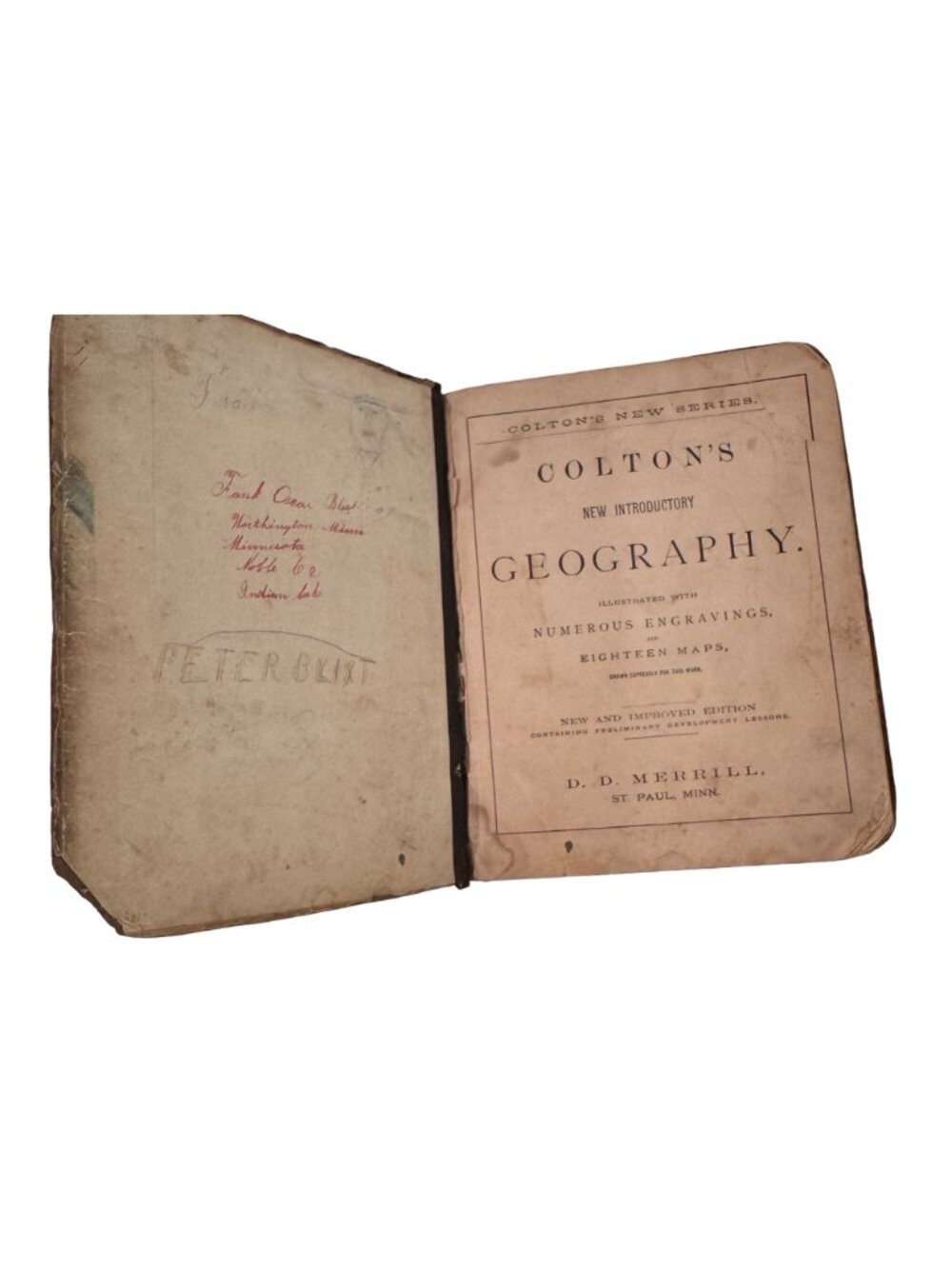 Colton's New Introductory Geography 1875 Hardback Book Read D. D. Merrill Damage - Picture 5 of 16